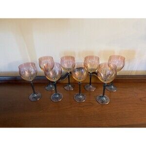 Vintage Iridescent Wine Glasses By Colony Brigitte Pattern Excellent Set of 8